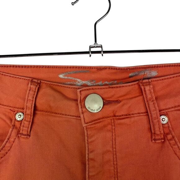SEVEN 7 Weekend Bermuda Shorts Marsala Orange Release Hem Denim Womens 10 - Picture 9 of 9